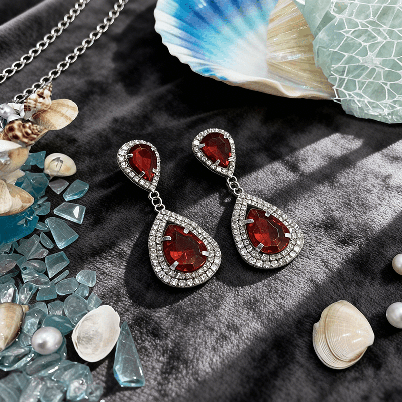 Modern Light Luxury Pear-shaped Multicolor Zircon Earrings